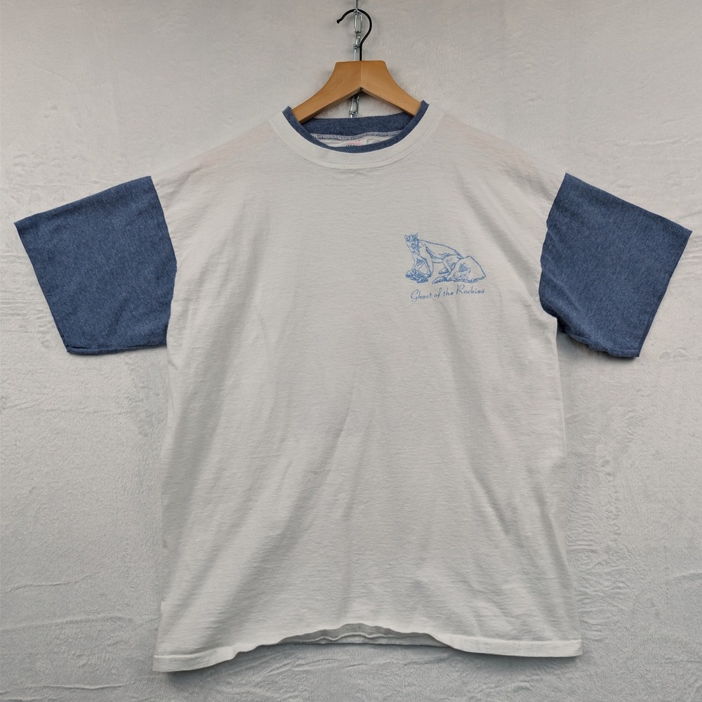 VTG Panther T-Shirt Men's L White Ghost of the Rockies Nature Single Stitch 90s